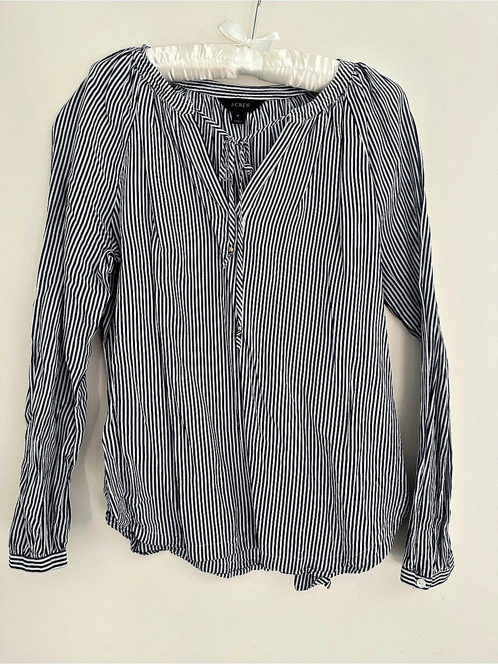 J.Crew Striped Button Down Shirt in Blue & White Size 8